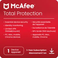 McAfee Total Protection (PC/Mac/Android/iOS) - 1 appareil - 1 an - Téléchargement numérique