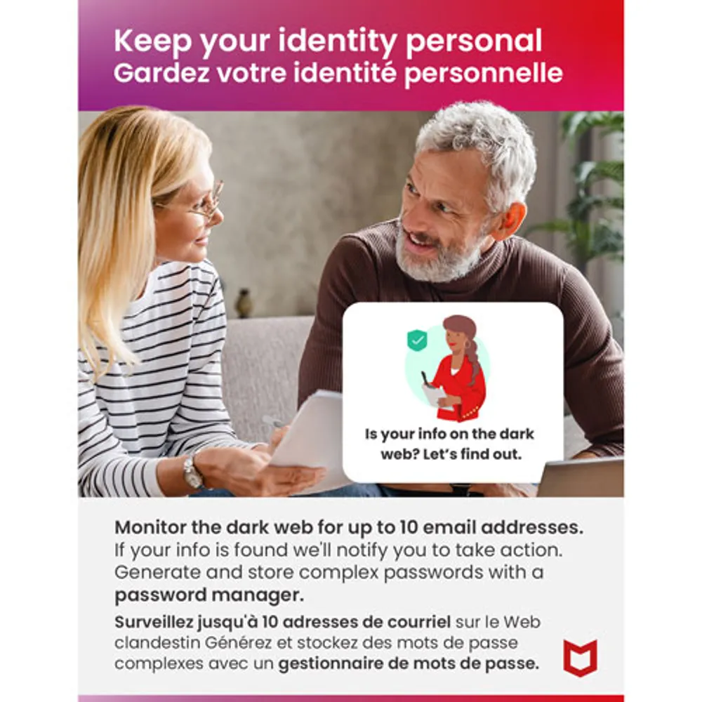 McAfee Total Protection (PC/Mac/Android/iOS) - 1 appareil - 1 an - Téléchargement numérique