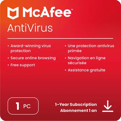 McAfee AntiVirus (PC) - 1 Device - 1 Year - Digital Download