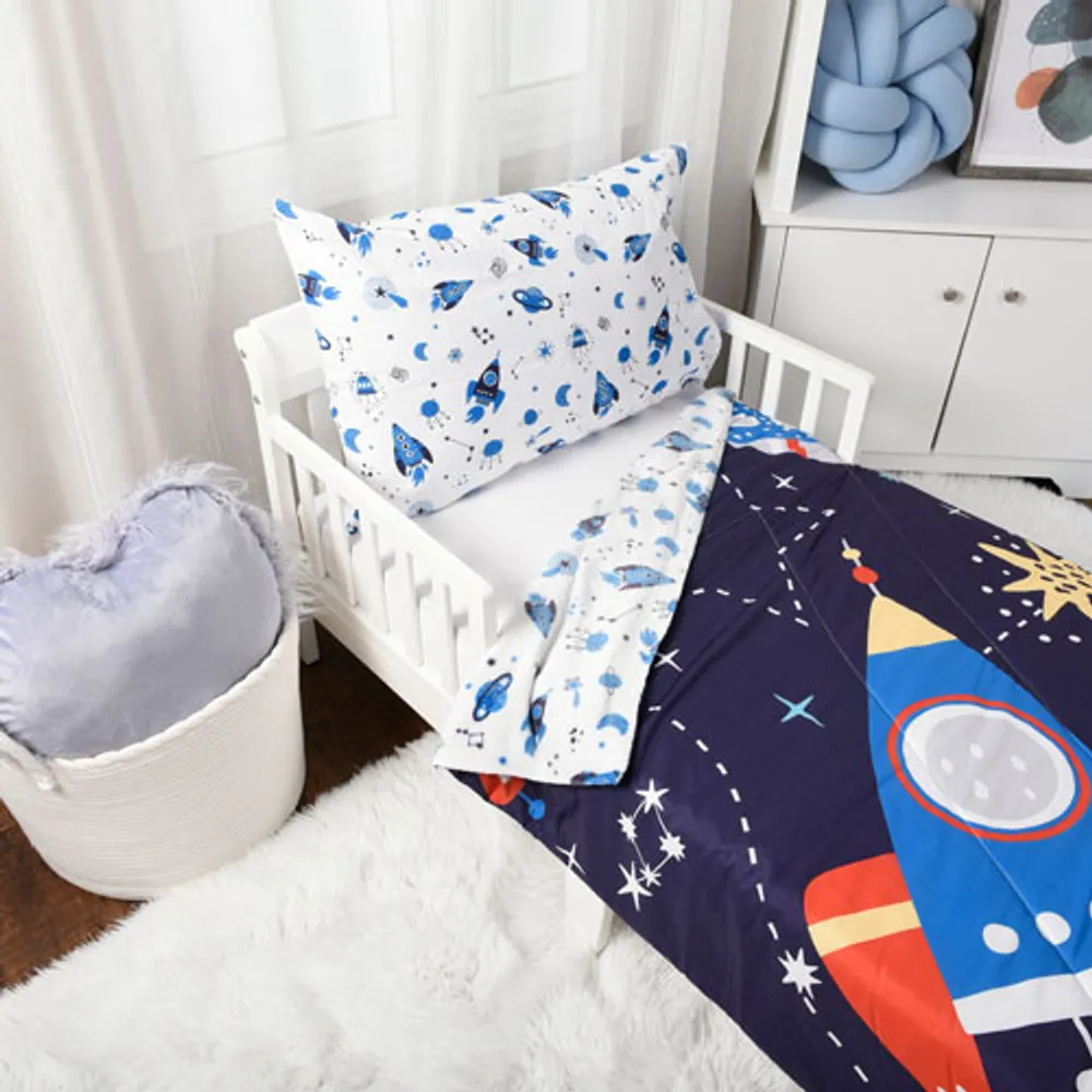 Nemcor 2-Piece Outer Space Toddler Bedding Set - Blue