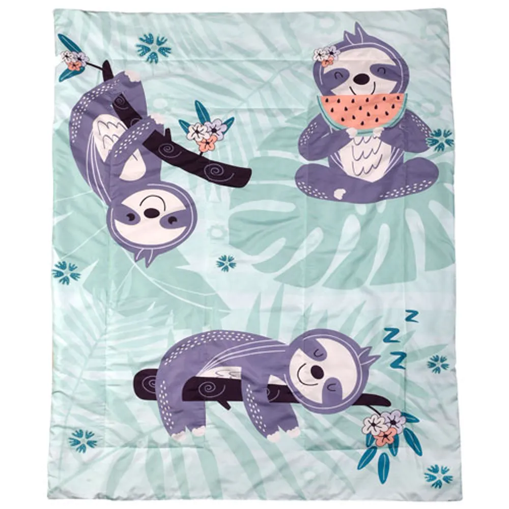 Nemcor 2-Piece Happy Sloth Toddler Bedding Set - Green