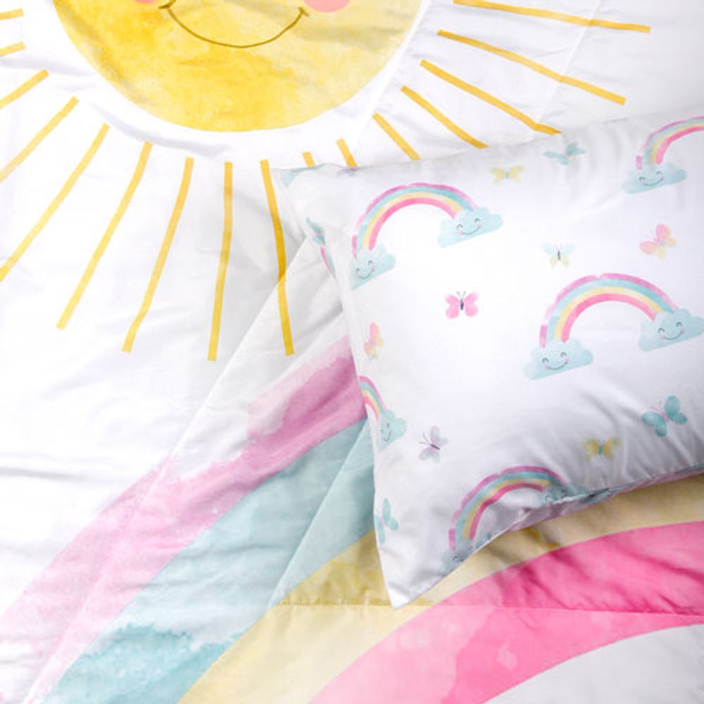 Nemcor Rainbow 2-Piece Toddler Bedding Set - Sunshine and Rainbows