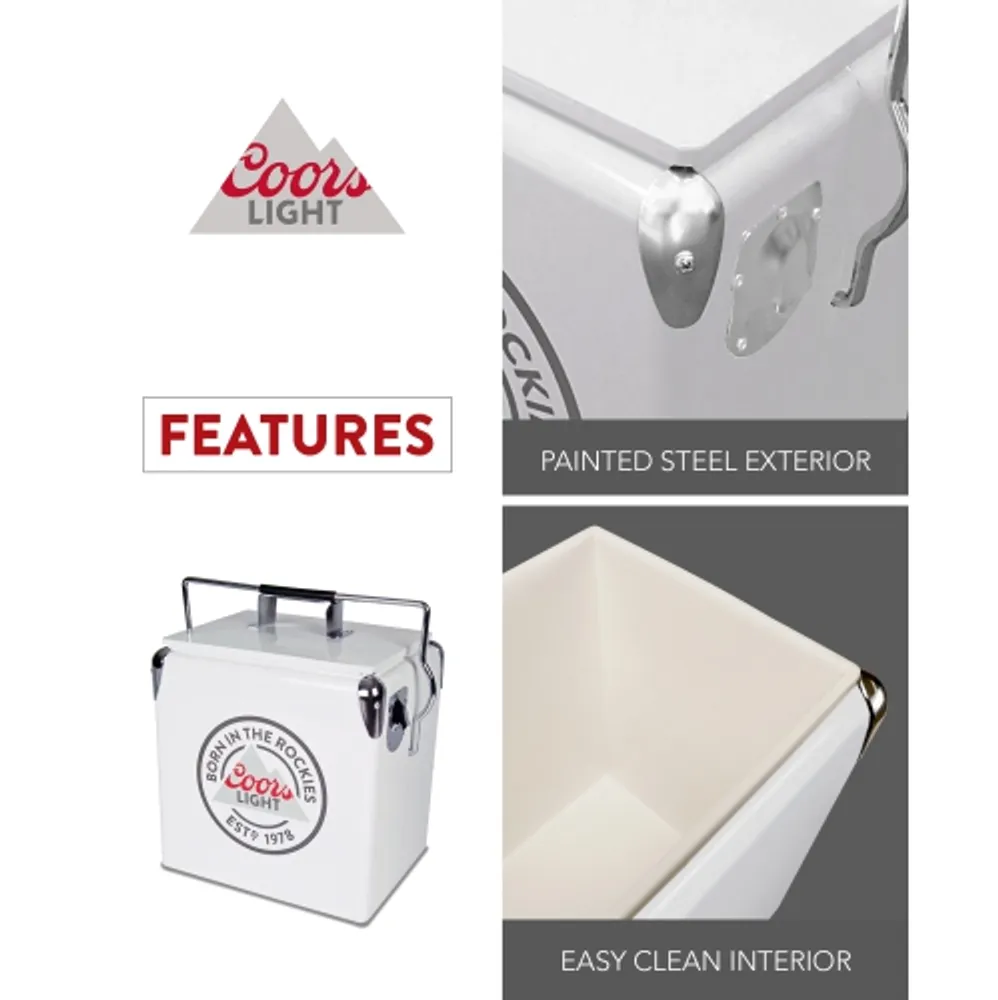  Coors Banquet Retro Ice Chest Cooler with Bottle Opener 13L (14  qt), 18 Can Capacity, Yellow and Silver, Vintage Style Ice Bucket for  Camping, Beach, Picnic, RV, BBQs, Tailgating, Fishing 