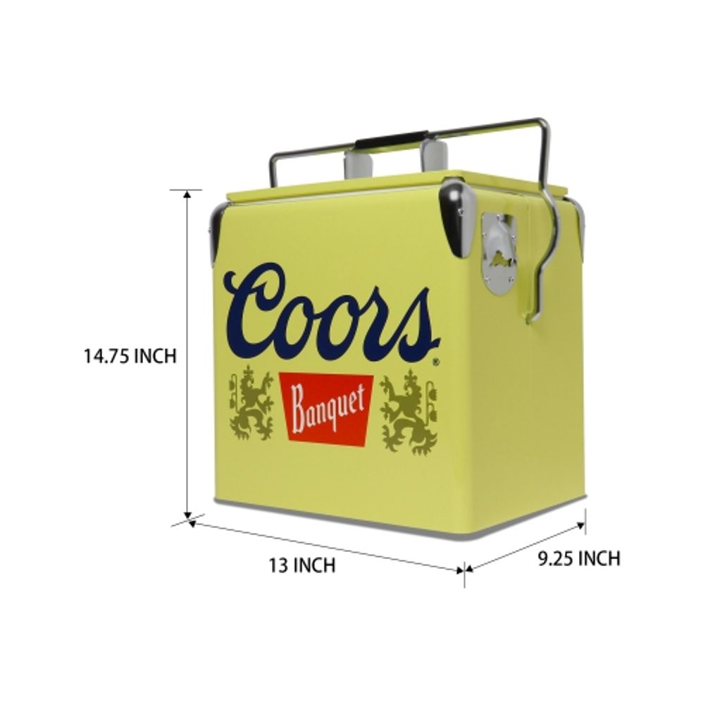 Coors Light Retro Ice Chest Cooler with Bottle Opener 13L (14 qt), 18 Can  Capacity, White and Silver, Vintage Style Ice Bucket for Camping, Beach