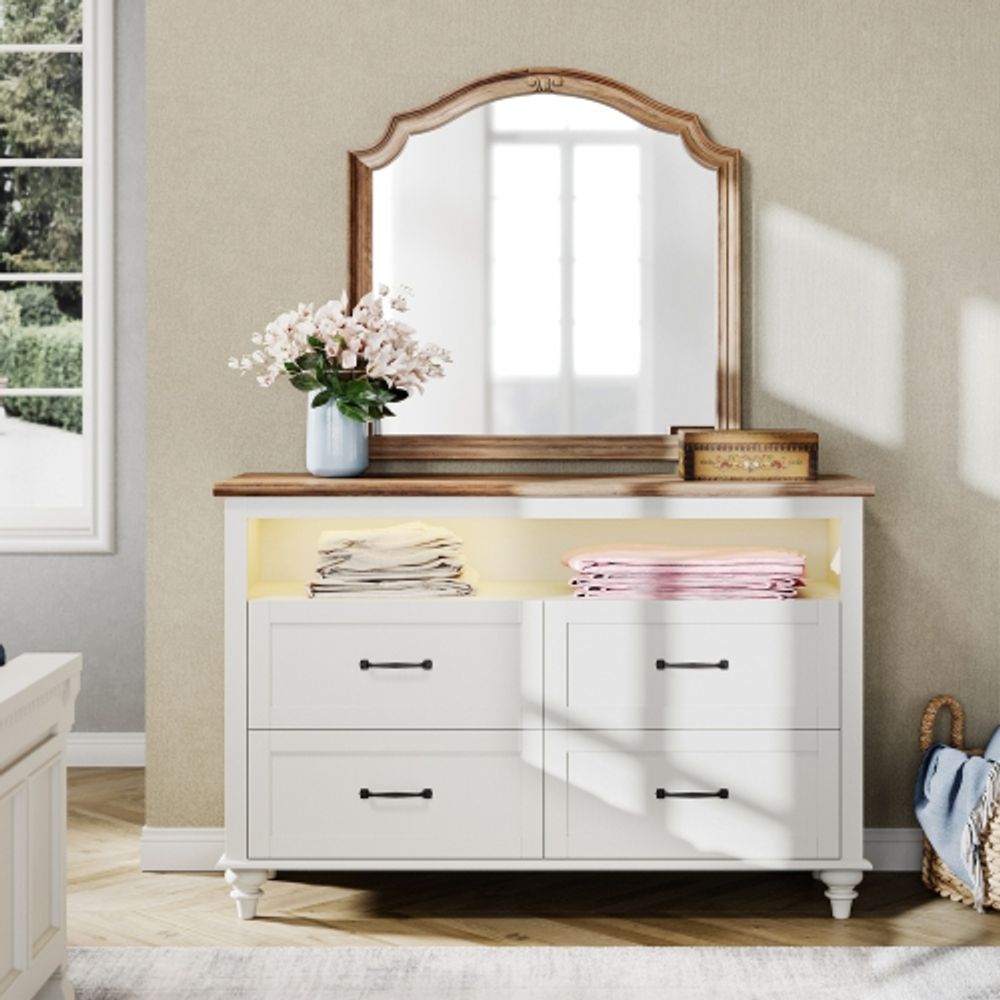  WAMPAT Dresser for Bedroom with 3 Drawers, White Kids
