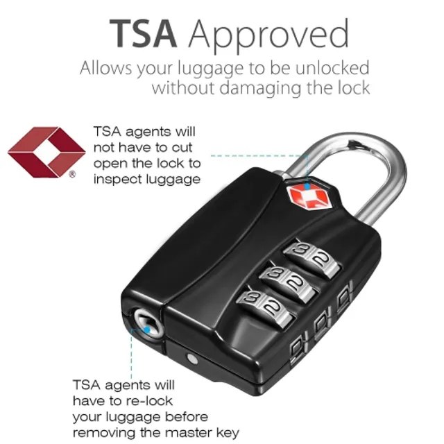 YELLOW-PRICE TSA Luggage Locks - 3 Digit Combination Steel