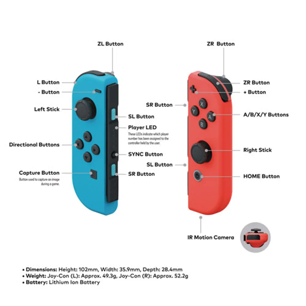Nintendo Switch - Joy-Con (L/R) - Left Neon Red/ Right Neon Blue  Controllers (Refurbished) 