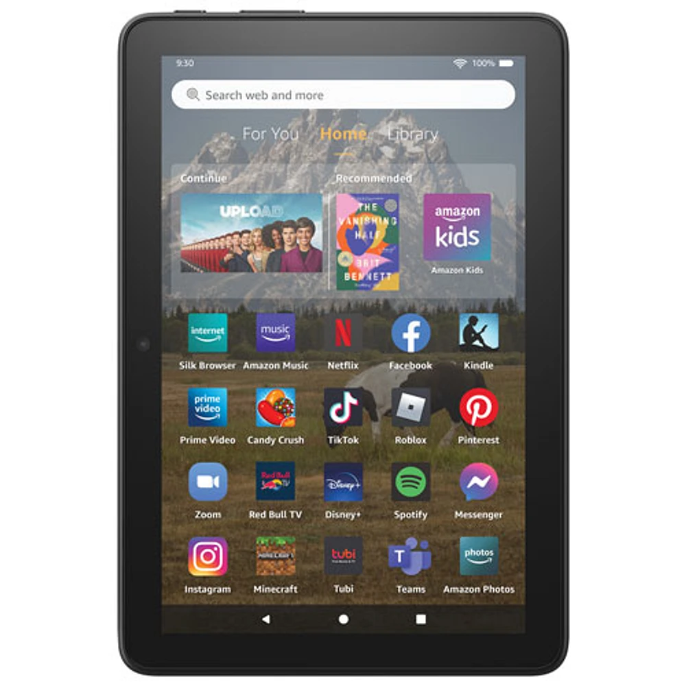 Tablette Fire HD 8 (2022) 64 Go FireOS 8 po d'Amazon à processeur MTK/MT8169A de MediaTek - Noir