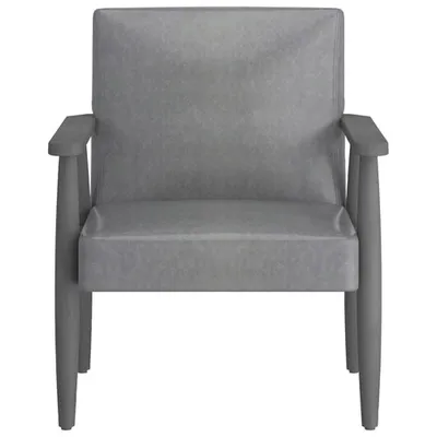 Mid-Century Modern Faux Leather Accent Chair - Grey