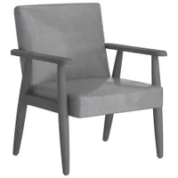 Mid-Century Modern Faux Leather Accent Chair - Grey