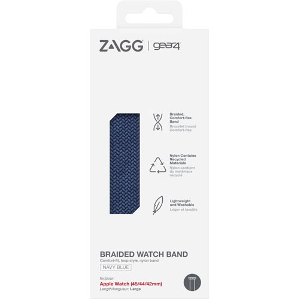 Bracelet de montre sport tressé de Gear4 pour Apple Watch 42/44/45 mm - Bleu marine