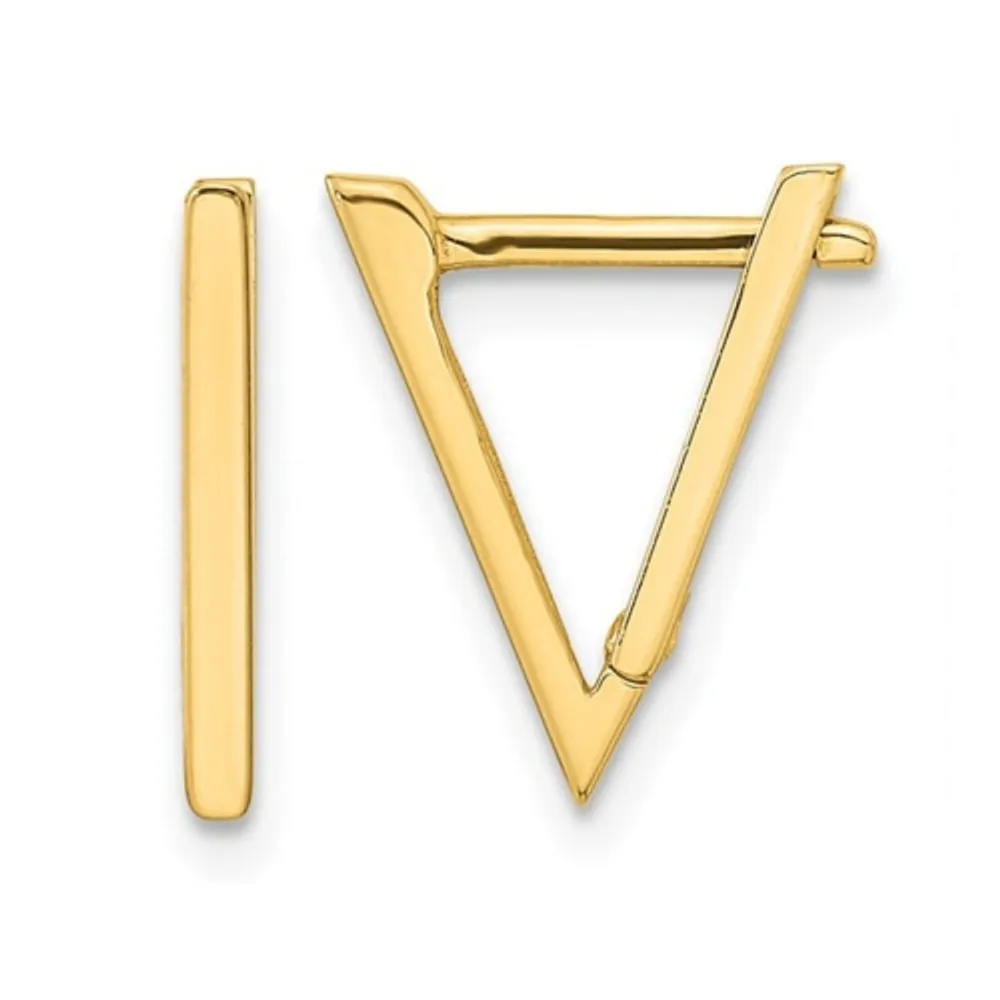 Triangle V Shape 14K Yellow Gold Hoop Earrings