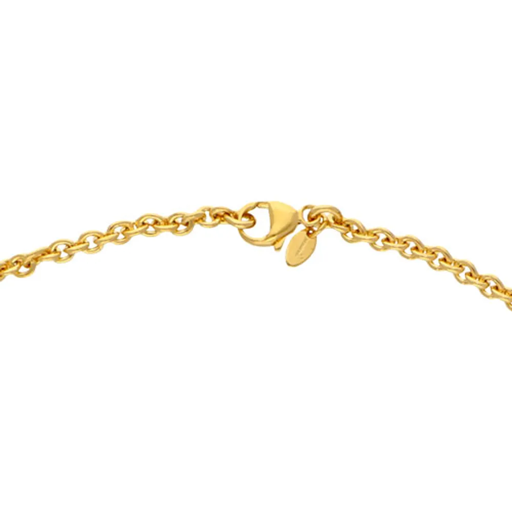 Bronzoro 20" 18K Yellow Gold Plated Over Bronze Rolo Chain with Filigree Heart Pendant