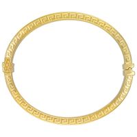 Bronzoro Oval Bangle Bracelet with Greek Key Design in Yellow Gold