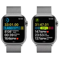 Rogers Apple Watch Series 8 (GPS + Cellular) 41mm Silver Stainless Steel Case with Silver Milanese Loop- S/M - Monthly Financing