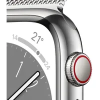 Rogers Apple Watch Series 8 (GPS + Cellular) 41mm Silver Stainless Steel Case with Silver Milanese Loop- S/M - Monthly Financing