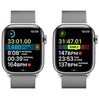 TELUS Apple Watch Series 8 (GPS + Cellular) 41mm Silver Stainless Steel Case w/ Silver Milanese Loop - S/M - Monthly Financing