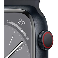 Bell Apple Watch Series 8 (GPS + Cellular) 41mm Midnight Aluminum Case w/ Midnight Sport Band - S/M - Monthly Financing