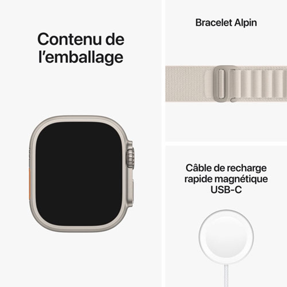 TELUS Apple Watch Ultra (GPS + Cellular) 49mm Titanium Case w/ Starlight Alpine Loop - Small - Monthly Financing