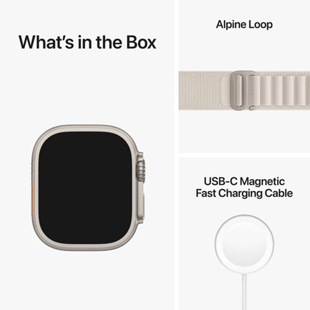 TELUS Apple Watch Ultra (GPS + Cellular) 49mm Titanium Case w/ Starlight Alpine Loop - Small - Monthly Financing