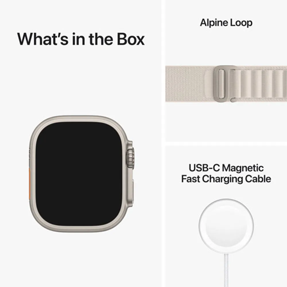 Apple Watch Ultra (GPS + Cellular) avec boîtier de 49 mm en titane et bracelet alpin comète de TELUS - Petit - Financement mensuel