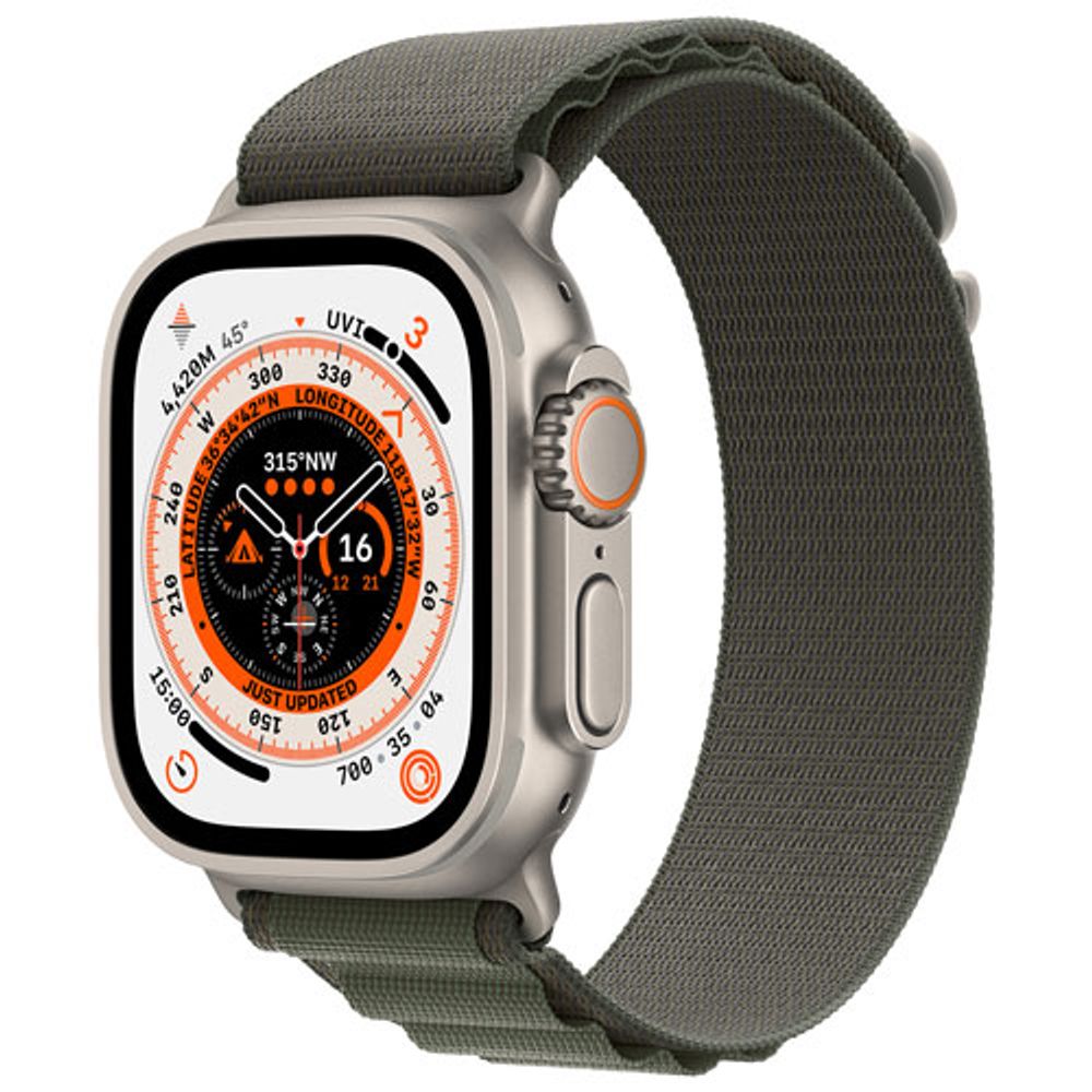 TELUS Apple Watch Ultra (GPS + Cellular) 49mm Titanium Case w/ Green Alpine Loop - Medium - Monthly Financing