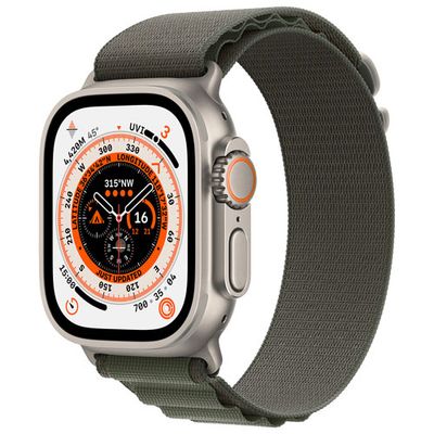 TELUS Apple Watch Ultra (GPS + Cellular) 49mm Titanium Case w/ Green Alpine Loop - Medium - Monthly Financing