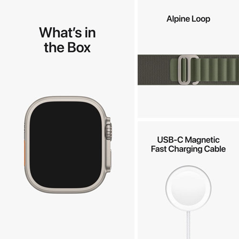 TELUS Apple Watch Ultra (GPS + Cellular) 49mm Titanium Case w/ Green Alpine Loop - Medium - Monthly Financing