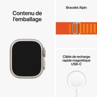 Apple Watch Ultra (GPS + Cellular) avec boîtier de 49 mm en titane et bracelet alpin orange de TELUS - Moyen - Financement mensuel