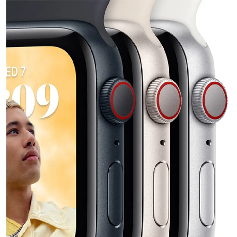 TELUS Apple Watch SE (GPS + Cellular) 44mm Starlight Aluminum Case w/ Starlight Sport Band (2022) - Monthly Financing