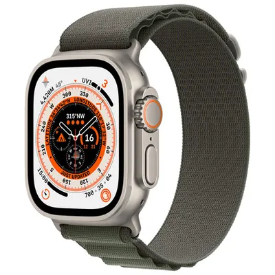 TELUS Apple Watch Ultra (GPS + Cellular) 49mm Titanium Case w/ Green Alpine Loop - Small - Monthly Financing