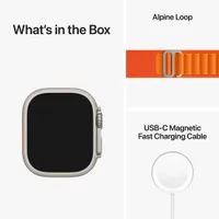 Apple Watch Ultra (GPS + Cellular) avec boîtier de 49 mm en titane et bracelet alpin orange de TELUS - Petit - Financement mensuel