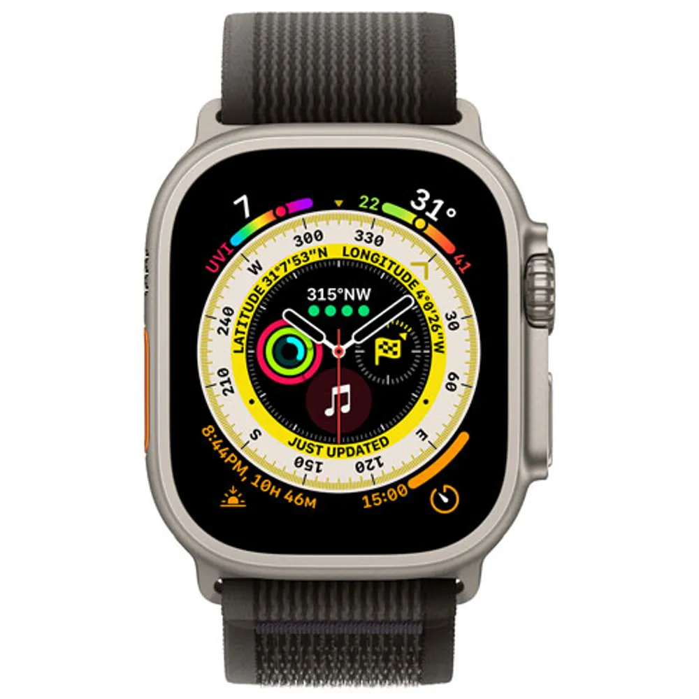 TELUS Apple Watch Ultra (GPS + Cellular) 49mm Titanium Case w/ Black/Grey Trail Loop - Medium/Large - Monthly Financing