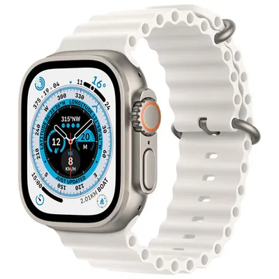 Rogers Apple Watch Ultra (GPS + Cellular) 49mm Titanium Case with White Ocean Band - Monthly Financing