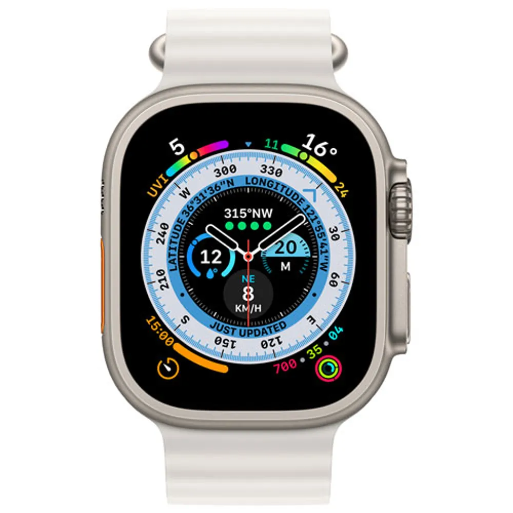 Rogers Apple Watch Ultra (GPS + Cellular) 49mm Titanium Case with White Ocean Band - Monthly Financing