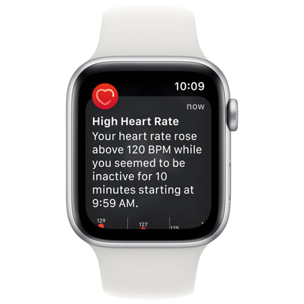 Rogers Apple Watch SE (GPS + Cellular) 44mm Silver Aluminum Case with White Sport Band (2022) - Monthly Financing