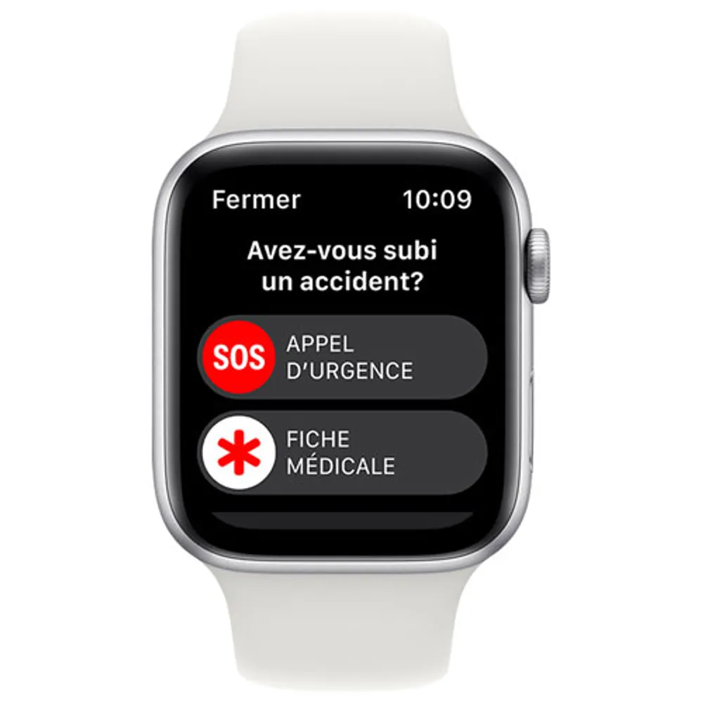 TELUS Apple Watch SE (GPS + Cellular) 44mm Silver Aluminum Case w/ White Sport Band (2022) - Monthly Financing