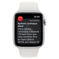 TELUS Apple Watch SE (GPS + Cellular) 44mm Silver Aluminum Case w/ White Sport Band (2022) - Monthly Financing