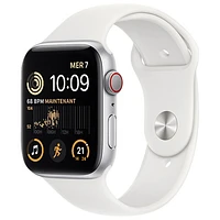 Virgin Plus Apple Watch SE (GPS + Cellular) 44mm Silver Aluminum Case w/ White Sport Band (2022) - Monthly Financing