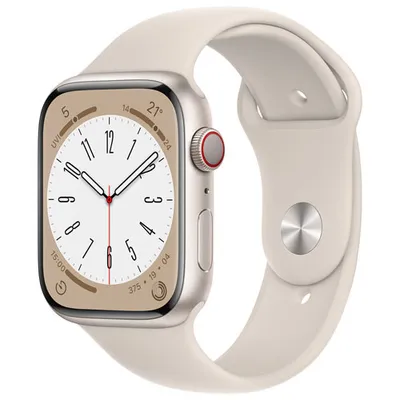 Bell Apple Watch Series 8 (GPS + Cellular) 45mm Starlight Aluminum Case w/ Starlight Sport Band - M/L - Monthly Financing