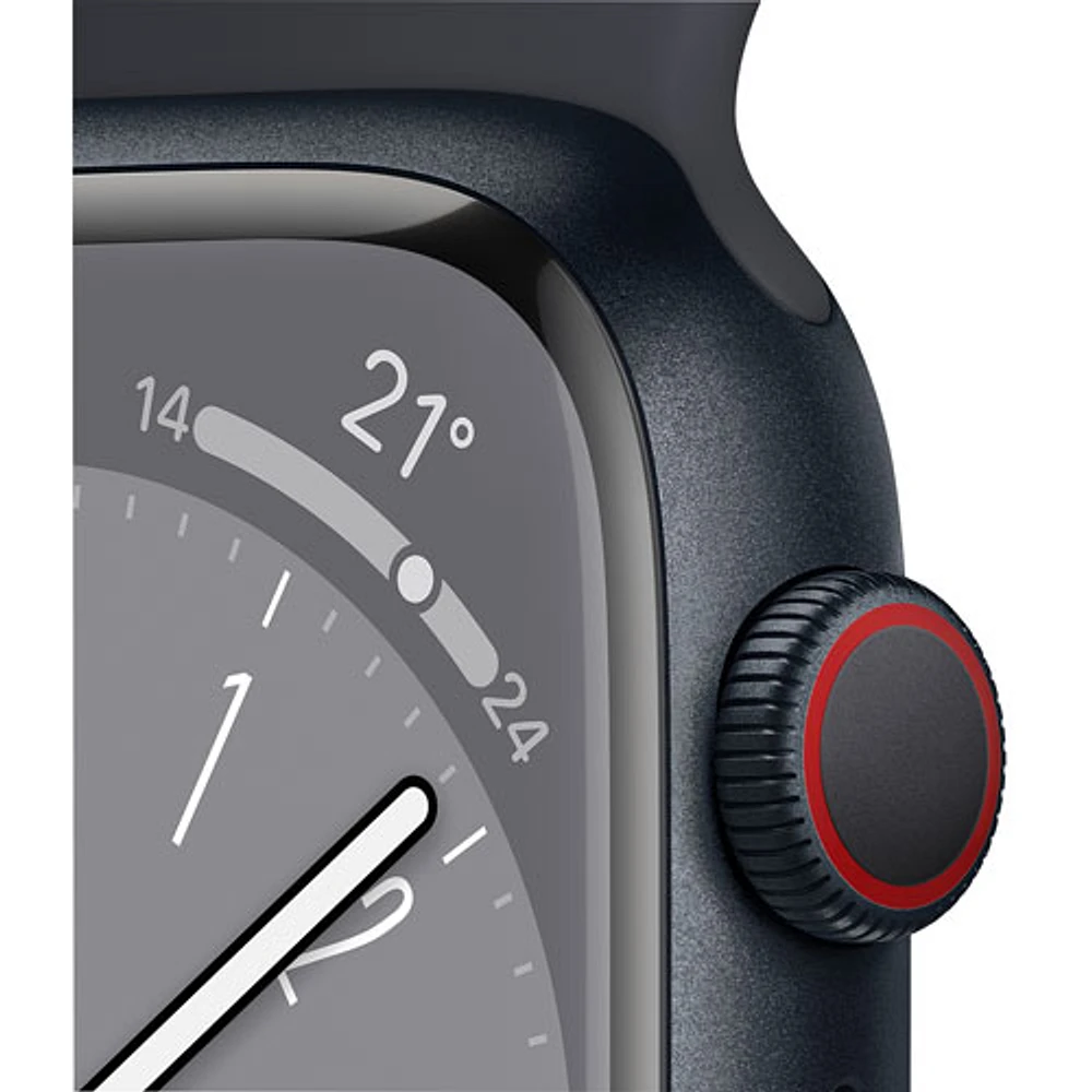 Rogers Apple Watch Series 8 (GPS + Cellular) 45mm Midnight Aluminum Case with Midnight Sport Band - M/L - Monthly Financing