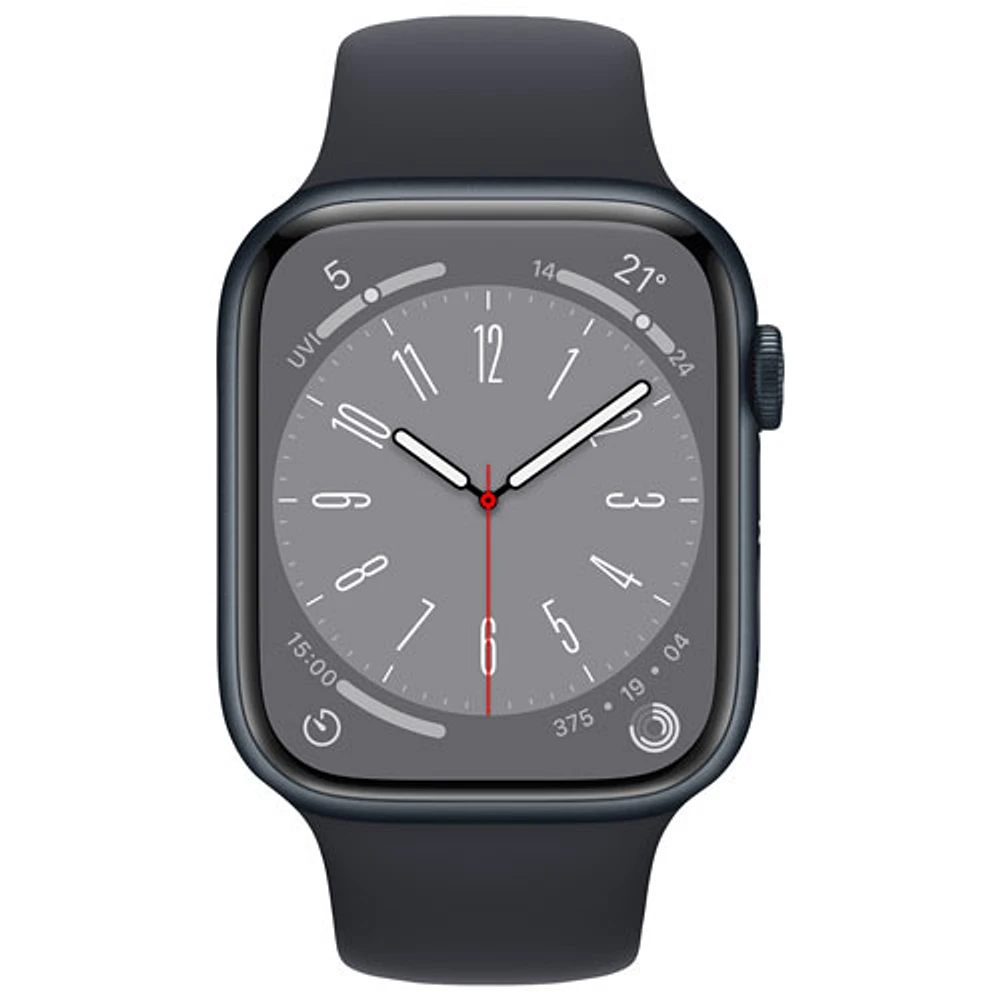 Bell Apple Watch Series 8 (GPS + Cellular) 45mm Midnight Aluminum Case w/ Midnight Sport Band - M/L - Monthly Financing