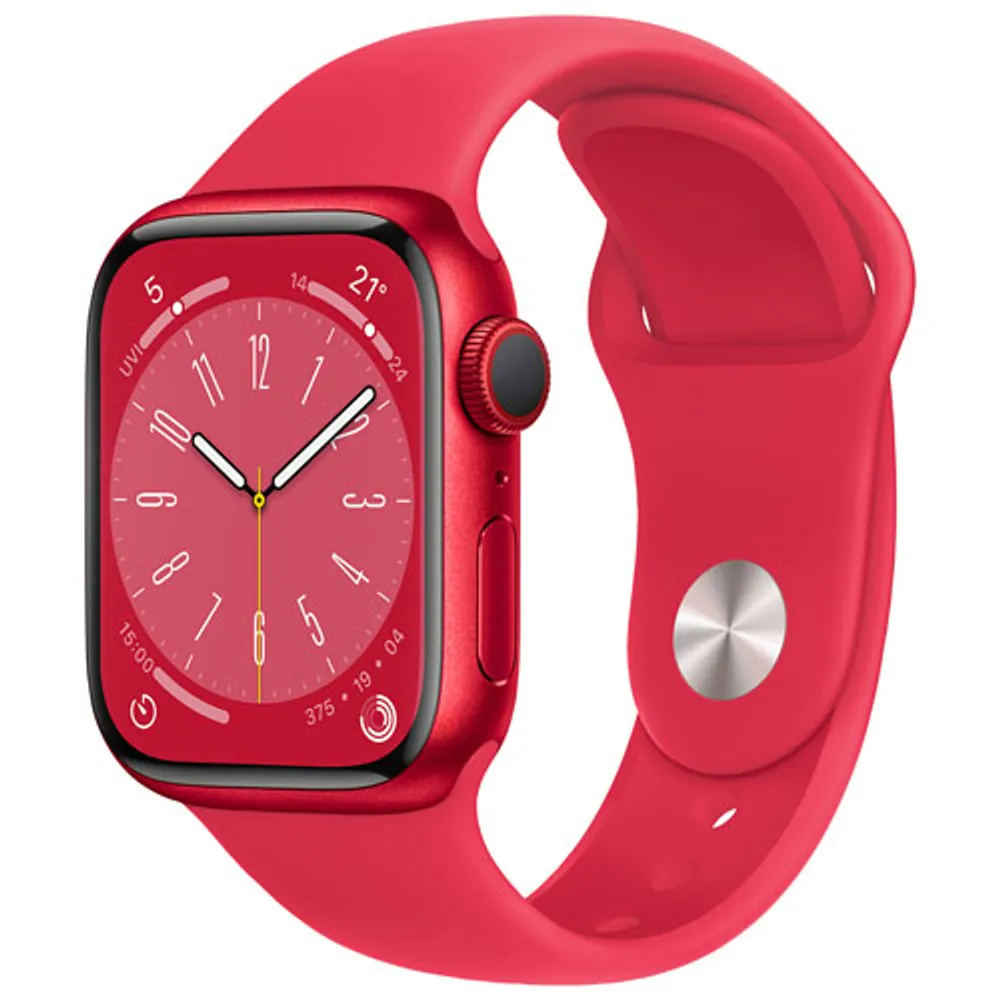 Rogers Apple Watch Series 8 (GPS + Cellular) 41mm (PRODUCT)RED Aluminum Case with (PRODUCT)RED Sport Band - S/M - Monthly Financing