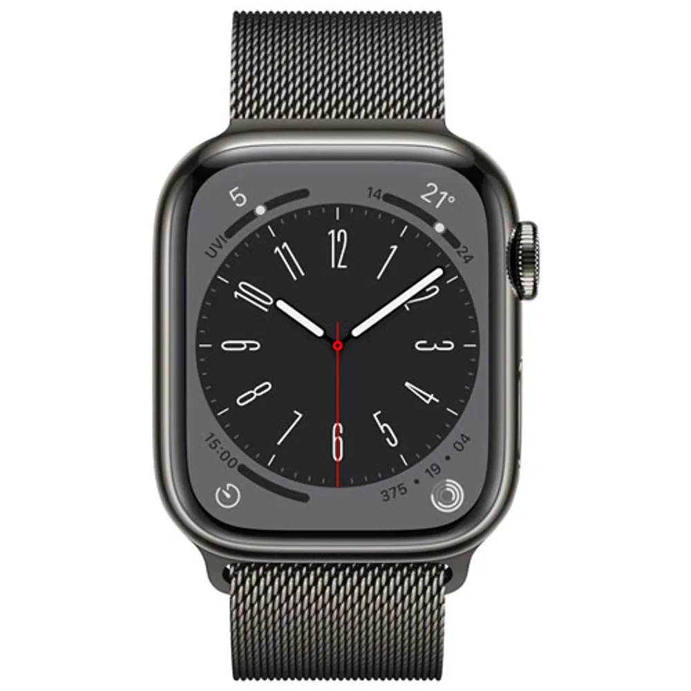 TELUS Apple Watch Series 8 (GPS + Cellular) 41mm Graphite Stainless Steel Case w/ Graphite Milanese Loop - S/M - Monthly Financing