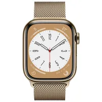 Rogers Apple Watch Series 8 (GPS + Cellular) 41mm Gold Stainless Steel Case with Gold Milanese Loop - S/M - Monthly Financing