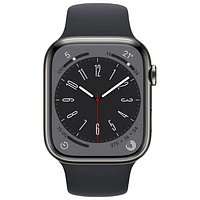 Rogers Apple Watch Series 8 (GPS + Cellular) 45mm Graphite Stainless Steel Case with Midnight Sport Band - M/L - Monthly Financing