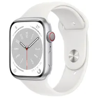 TELUS Apple Watch Series 8 (GPS + Cellular) 45mm Silver Aluminum Case w/ White Sport Band - M/L - Monthly Financing