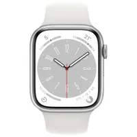 TELUS Apple Watch Series 8 (GPS + Cellular) 45mm Silver Aluminum Case w/ White Sport Band - M/L - Monthly Financing