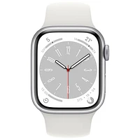 Bell Apple Watch Series 8 (GPS + Cellular) 41mm Silver Aluminum Case w/ White Sport Band - S/M - Monthly Financing