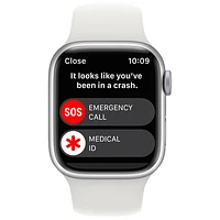 Bell Apple Watch Series 8 (GPS + Cellular) 41mm Silver Aluminum Case w/ White Sport Band - S/M - Monthly Financing